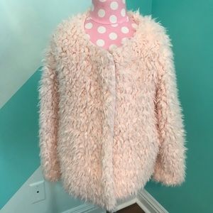 Adorable furry, light pink coat!